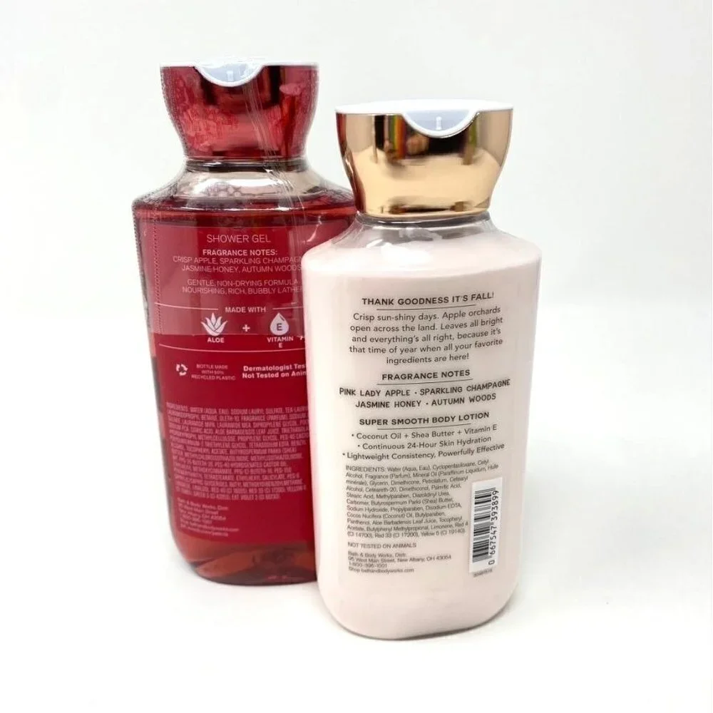 Bath & Body Works Champagne Apple Honey Body Lotion 8 oz/ Shower Gel 10 oz